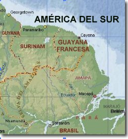 Mapa de la Guayana francesa en Amrica del Sur