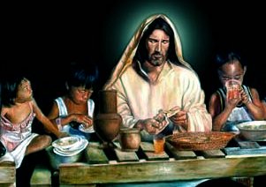Jesús cenando con niños pobres