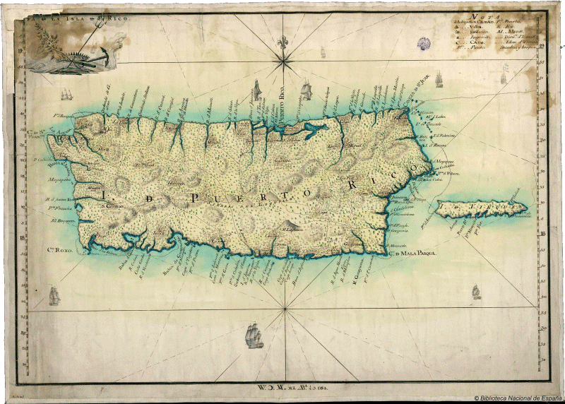 Mapa de Puerto Rico de 1784